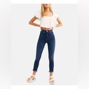 46. Free People Raw High Rise Jegging in Deep Indigo